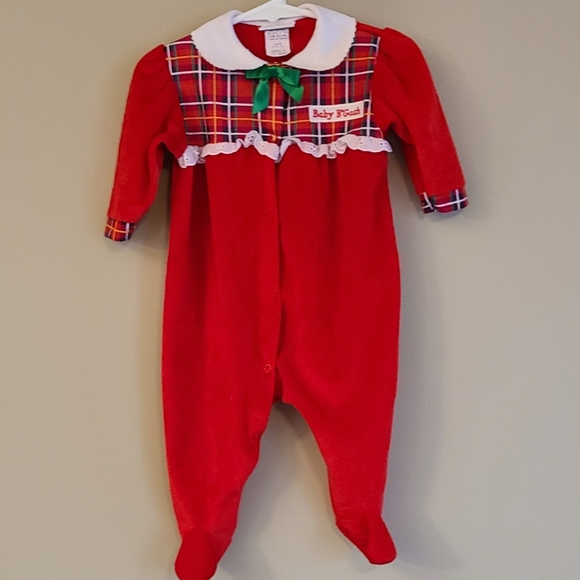 Vintage Baby B'gosh soft red footed sleeper/footie - Picture 1 of 3